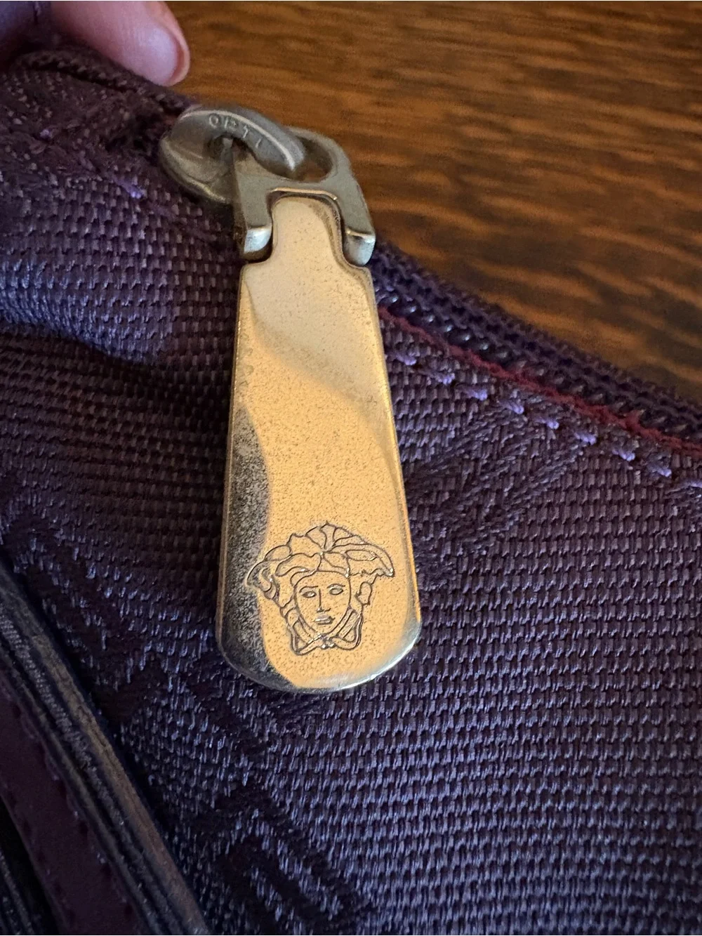 Versace Vintage Medusa Hobo Plaque Canvas, leather & Suede Purple Y2K